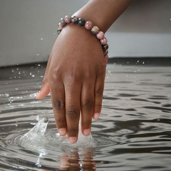 Candy Fancy Boho Rhodonite Round Beads Stretch Multi Color ]Bracelet - Picture 1 of 5